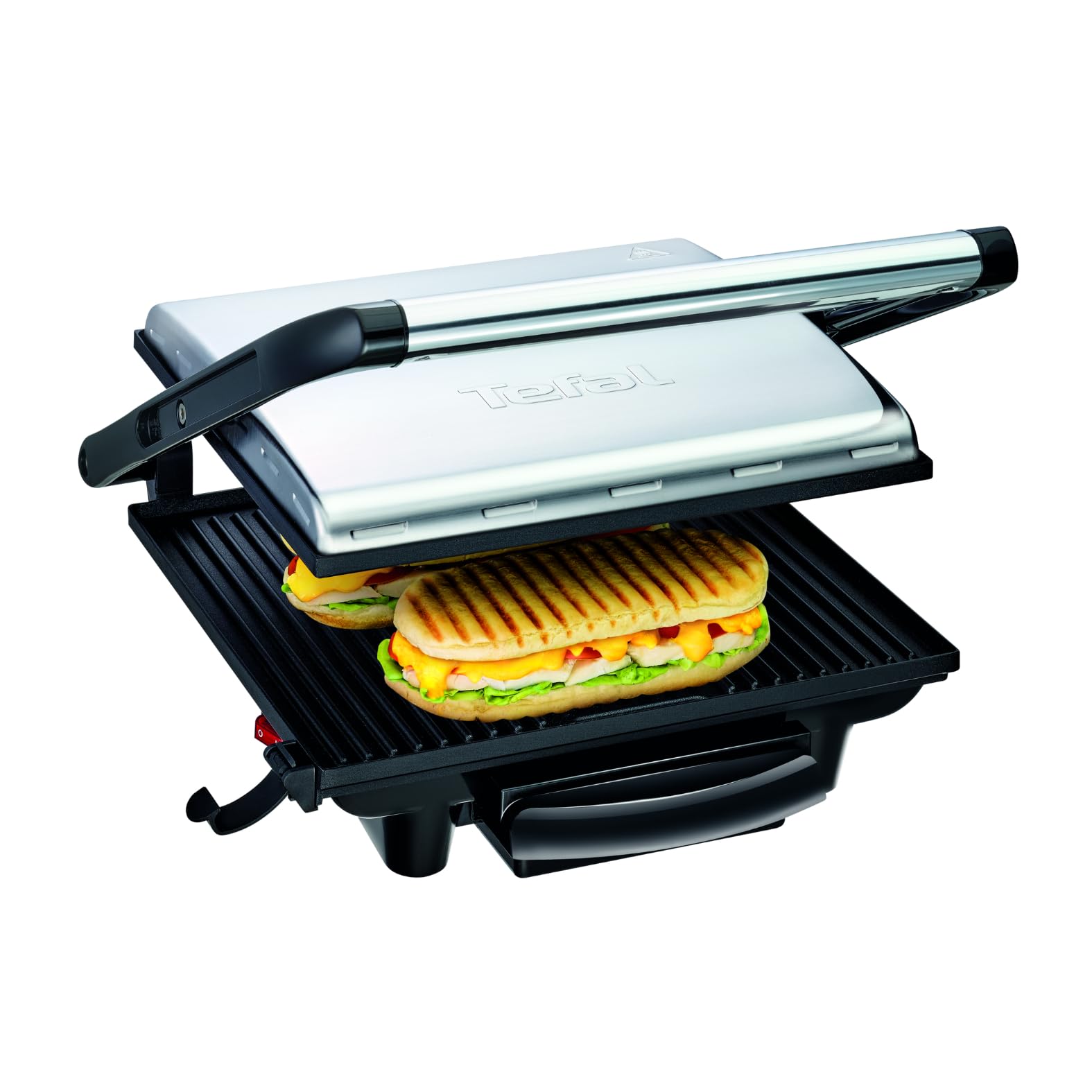 Tefal GC241D12 Grill carne e panini multifunzione, 2000 Watt da riporre in verticale, Nero/Argento