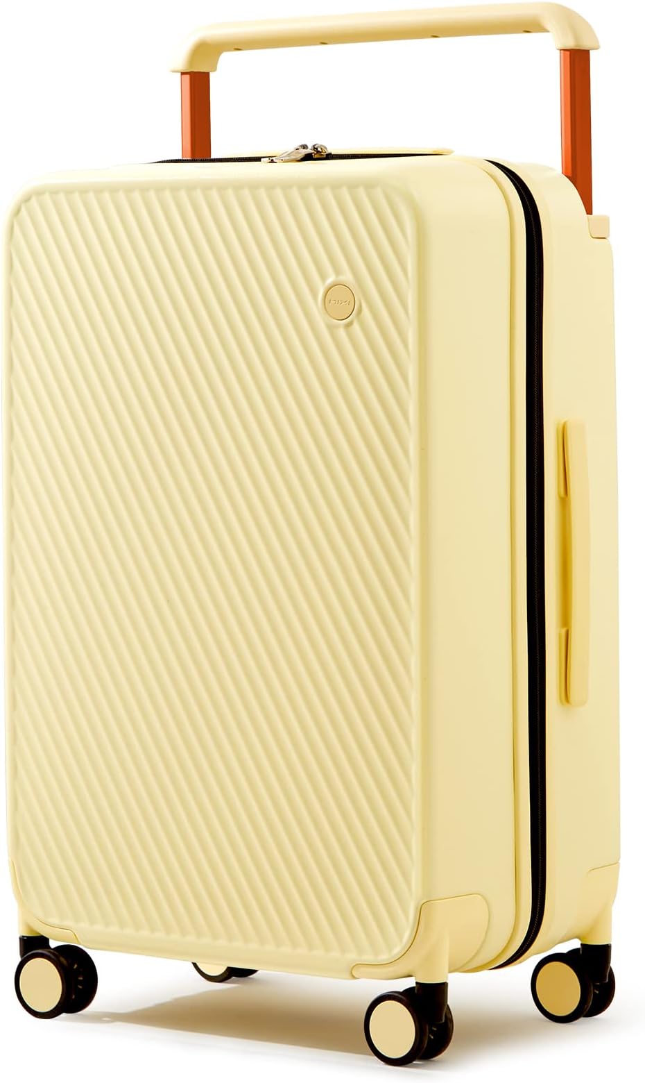 Luggage Suitcases with Spinner Wheels,Upgrade Wide Handle PC Hardshell Rolling Travel Suitcase with TSA Lock, Checked-Medium 24-Inch, Lark Yellow