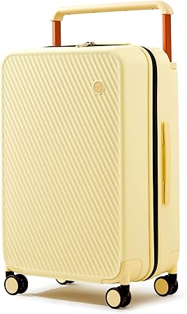 review Mixi Luggage Suitcases With Spinner Wheels,Upgrade Wide Handle PC Hardshell Rolling Travel Suitcase with TSA Lock, Checked-Medium 24-Inch, Lark Yellow
