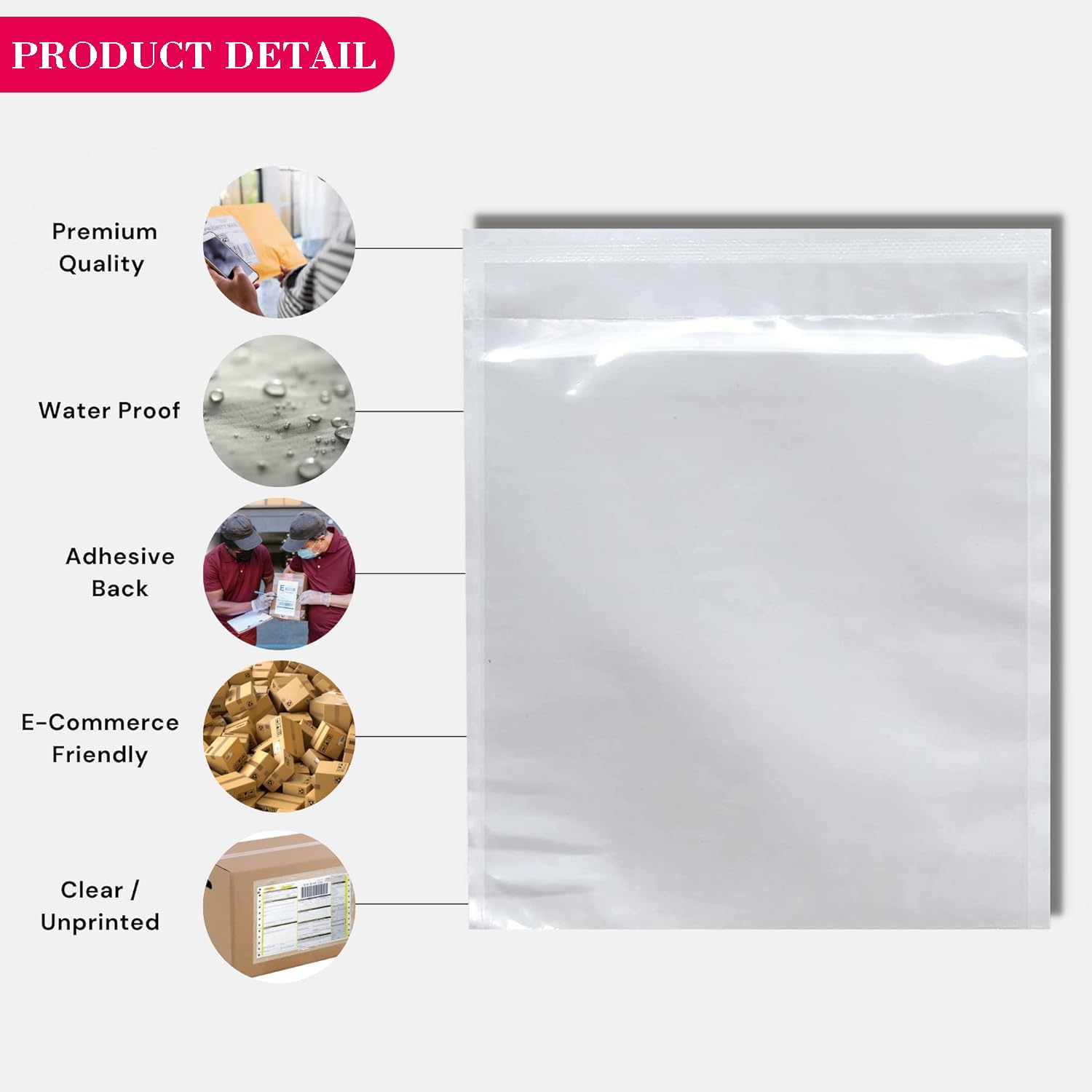 Lot de 1000 pochettes autocollantes transparentes et imperméables pour étiquettes d'expédition - 15 x 22 cm