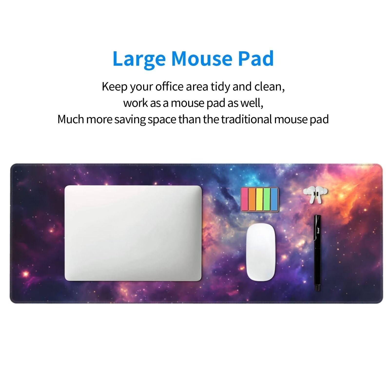 Tappetino Mouse, Tappetino Mouse Gaming Grande XXL 1500x800x3mm Tappetino Scrivania Mouse Pad, Base in Gomma Antiscivolo, Bordi Cuciti,Lavabile, Mousepad per Ufficio e Gaming (Dreamy Universe) R-512