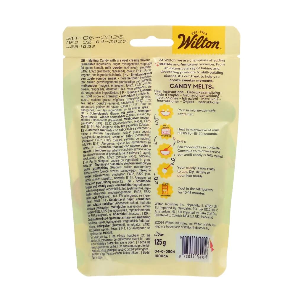 Wilton Candy Melts Verde Oscuro Caramelos para Derretir con Sabor Dulce y Cremoso para Moldear, Sumergir y Decorar, Optimas para Cake Pops, Dulces, Tartas y Postres Revestidos, 125 g