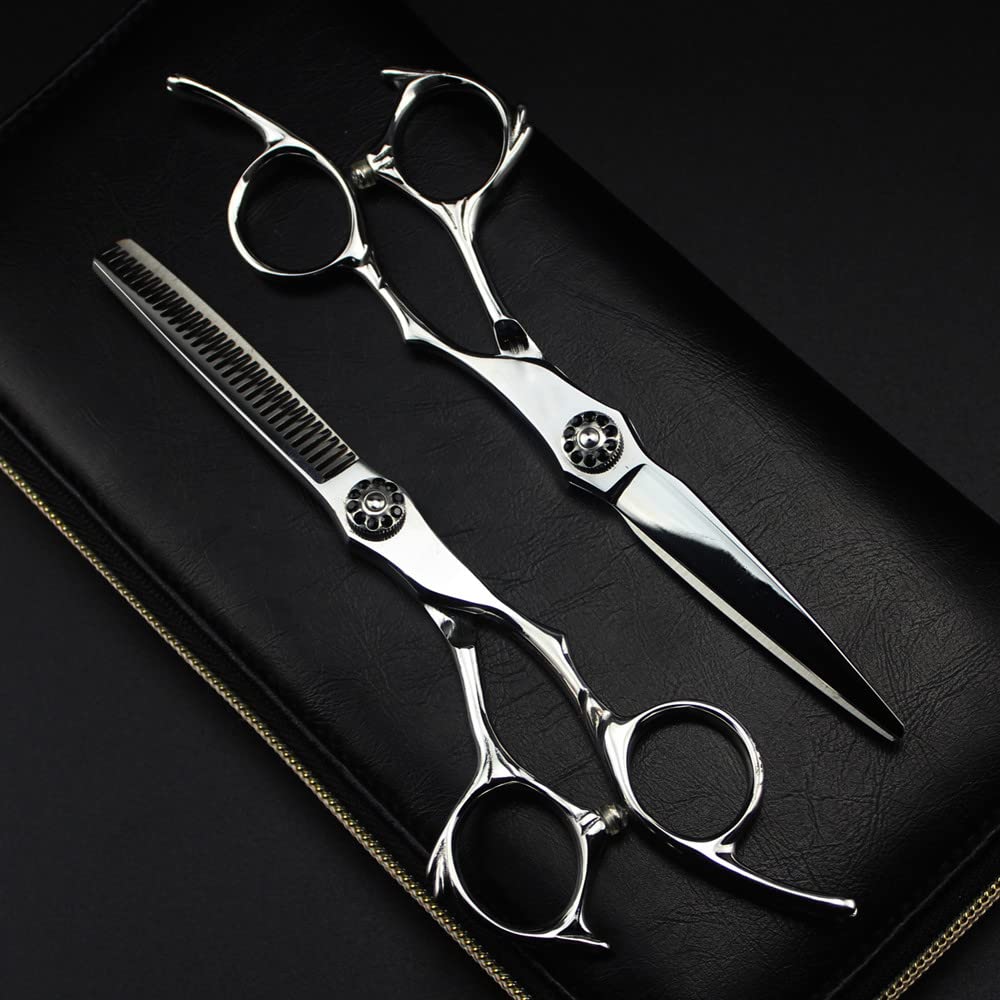 Tijeras para Cortar el Cabello, Tijeras Profesionales japonesas 440C de 6 Pulgadas, Tijeras, Tijeras Negras para Cortar el Cabello, Tijeras de peluquería,(Conjunto con Bolsa)