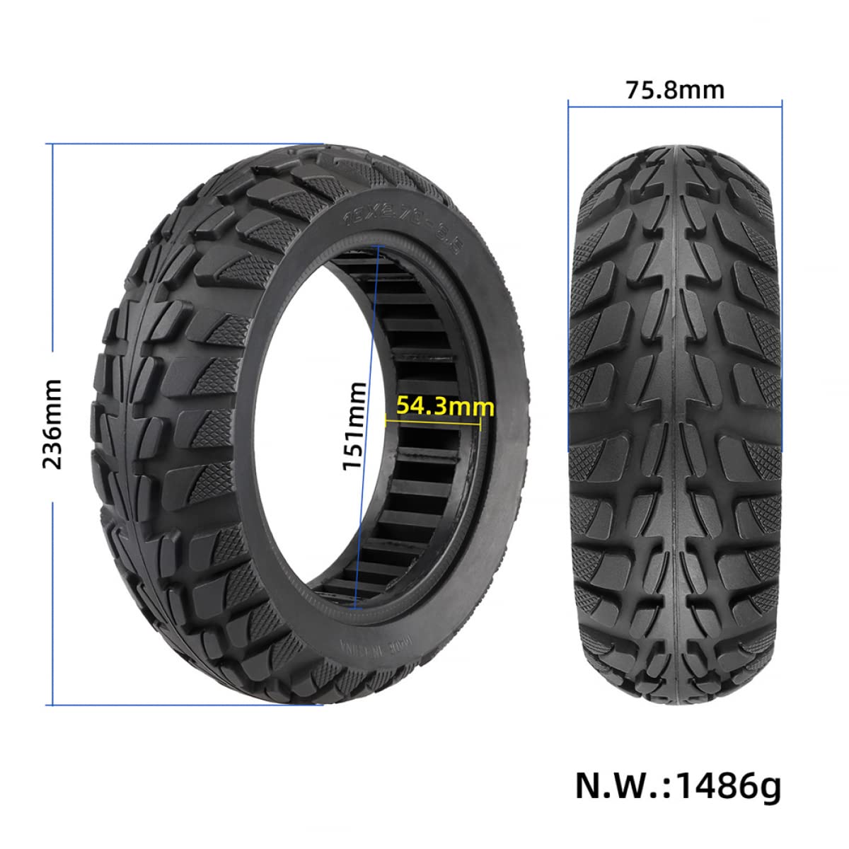 Pneumatico solido 10x2.75-6.5 per scooter elettrico 10 pollici