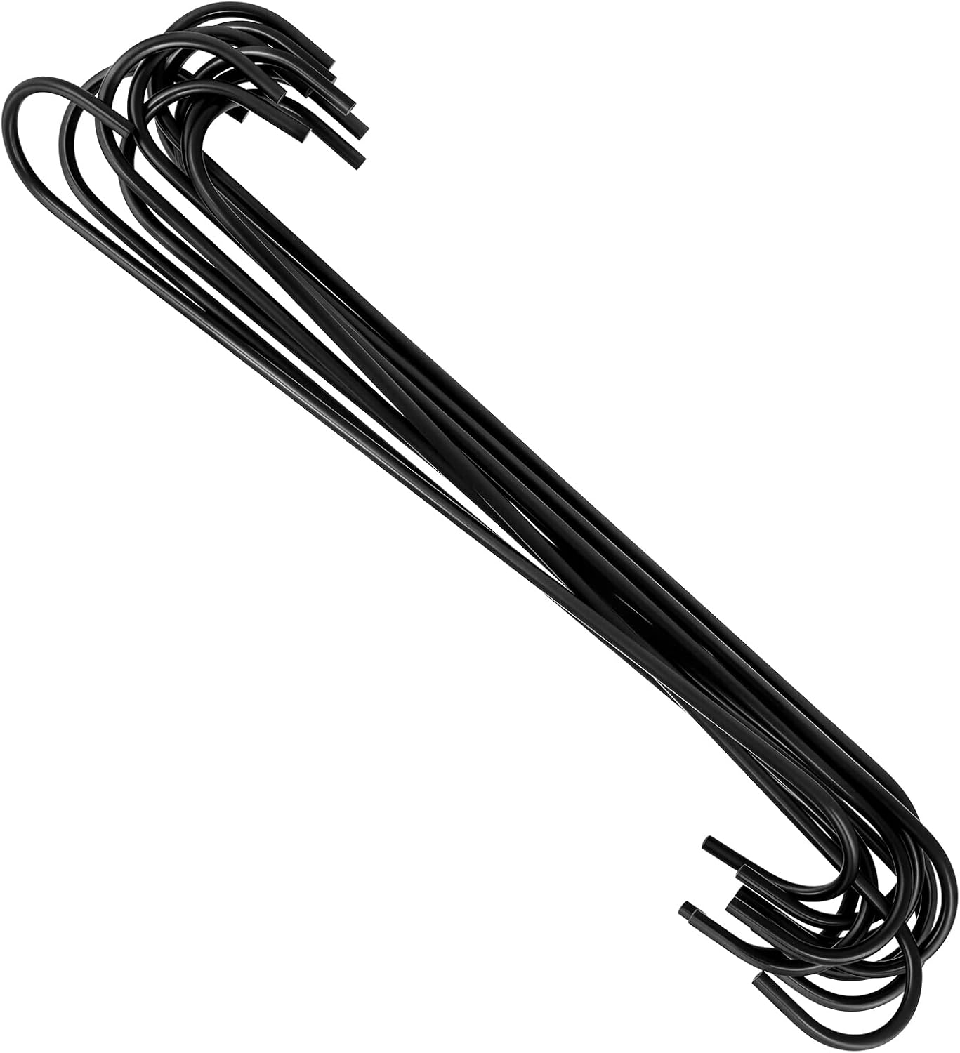 Black Metal S Hooks, 12 Inch Large S Shaped Hooks for Hanging, Kitchen Storage, Pergola, 30 Pack