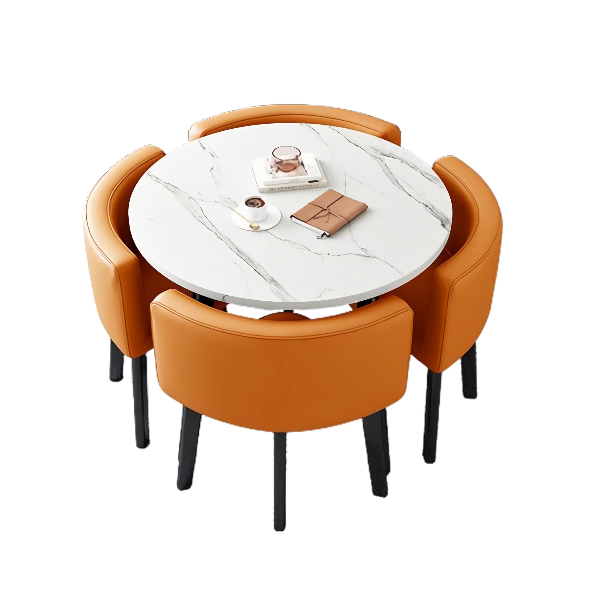 Office Reception Room Club Table and Chair Set, Reception Table and Chair Combination, Negotiation Table Sales Office Shops Meetings Small Round Tables (Orange,Polyurethane)