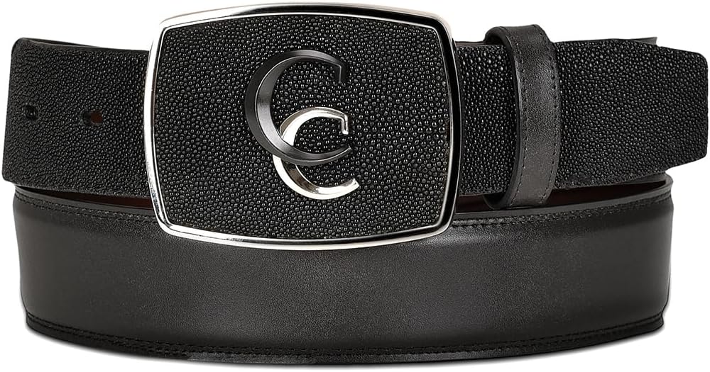 Cuadra Men's Cowboy Belt in Genuine Stingray Leather Black CV496MA