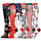 Hueborne Kompressionssocken, 6er-Set – Schnelltrocknende Sportsocken Aus Polyester For Laufen/Yoga, Rutschfeste Und Dehnbare Wadenstütze(6pairs-1,S/M)