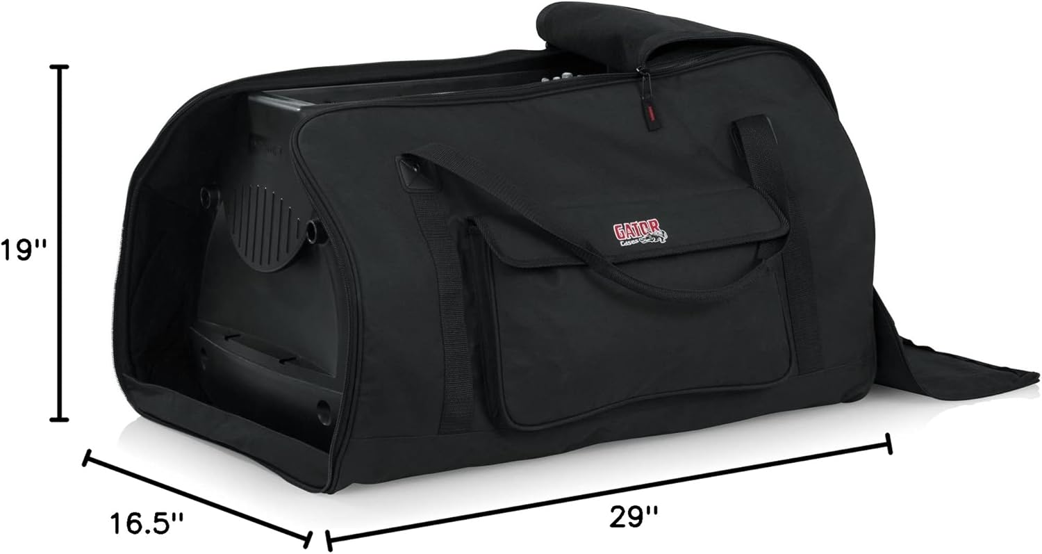 Gator Cases GPA-TOTE15 Heavy-Duty Speaker Tote Bag for Compact 15" Speaker Cabinets such as QSC K15, Yamaha DXR15 - Bundle with 10ft Instrument Cable and Austin Bazaar Cloth