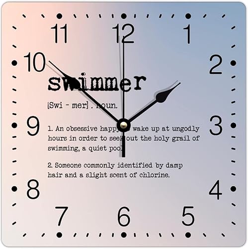 Reloj de PVC con definición de nadador, sin marco, dichos primitivos, diccionario, obra de arte de 10 pulgadas, funciona con pilas, reloj de pared