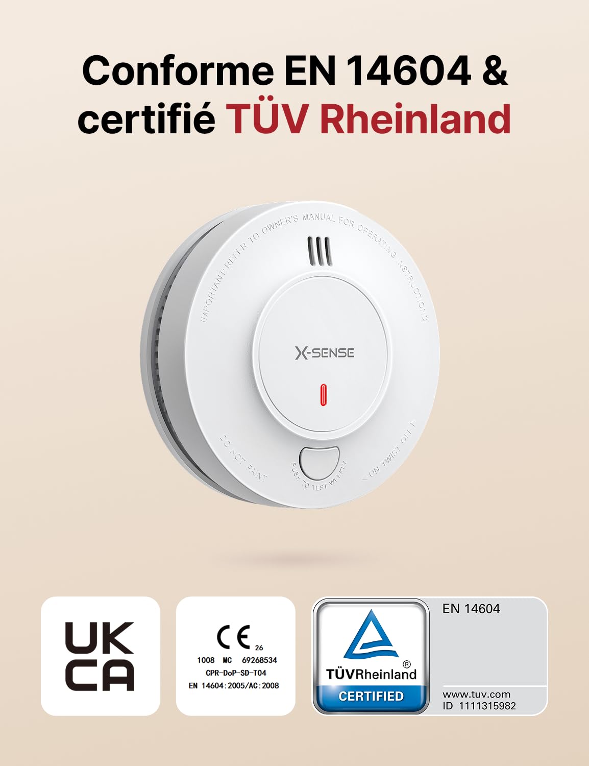 X-Sense Détecteur de Fumée Connecté, Batterie Intégrée 10 Ans avec Station de Base SBS50, Fonction avec l’Appli, Compatible avec l’Application X-SENSE Home Security, SD19-MN61