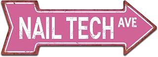 Mukuko Nail Tech Street Sign Technician Beauty Salon Manicure Manicurist | Indoor/Outdoor | Novelty Road Wall Plaque Decoration | 6x18 Inches Arrow Metal Tin Sign