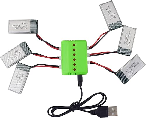Miniatura 8 de Fytoo Batería de litio 6PCS 3.7V 400mAh con cargador 6-en-1 para H99W H31 H6C H98 AT-96 TR-C385 TR-P51 TR-F22 quadcopter repuestos modelo avión