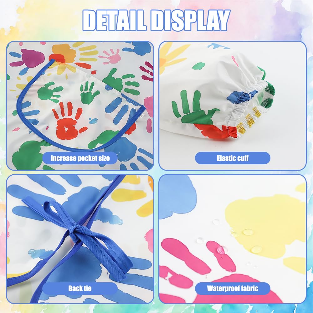 Zasjon Delantal Niño Infantil, Bata Pintura Plastico Niños 8 a 10 Años, Con Bolsillos y Mangas, Impermeable, Adecuado para Pintura ArtíStica Escolar, Cocina y Actividades de Laboratorio — view 3