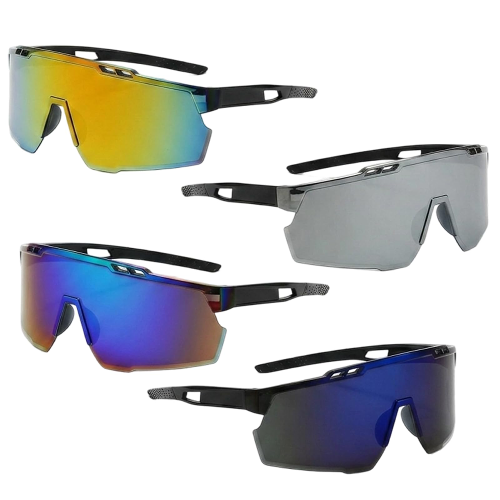 MAUDFEK 4 PCS Running Sunglasses, Cycling Sunglasses for Men Women, Lightweight Sports Sunglasses, Running Eyewear for Outdoor Activities