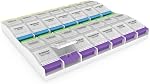 Ezy Dose Push Button Weekly 7-Day, 4x/Day Pill Organizer, Multi-Colour, 2XL | Weekly Pill Case, Medicine Planner, Daily Vitamin Organizer, 4 Times a Day, Arthritis Friendly Push Button Lids, BPA Free