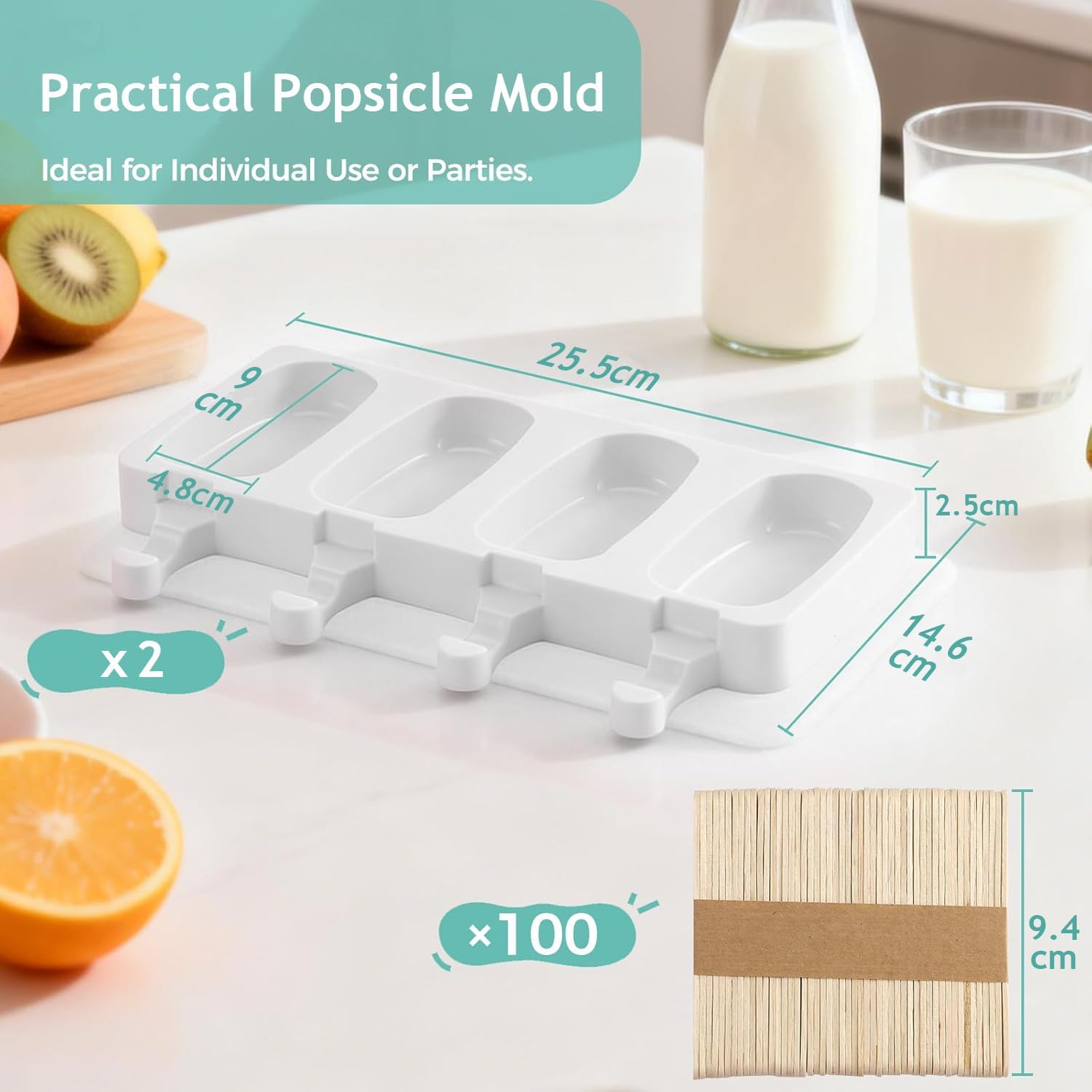 Силиконовые формы для мороженого на палочке набор из 8 форм для мороженого Popsicle со 100 деревянными палочками формы для мороженого на палочке без BPA для детей и взрослых большие