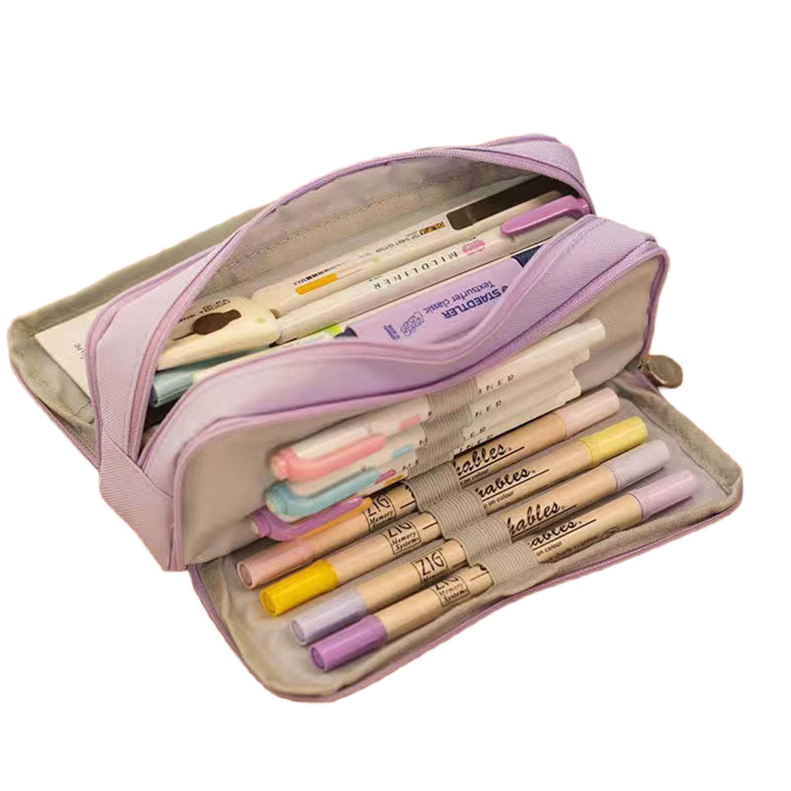Niceyoeuk Large Capacity Pencil Case Cute Big Pencil Bag Stationery Storage Case Pen Holder Pouch Pen Organizer for School Office (Purple, One Size)