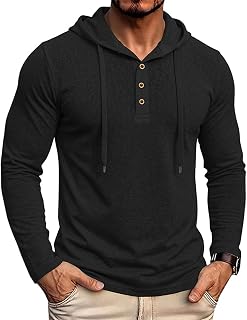 Men's Hoodies Sweatshirt Athletic Pullover with Quarter Button