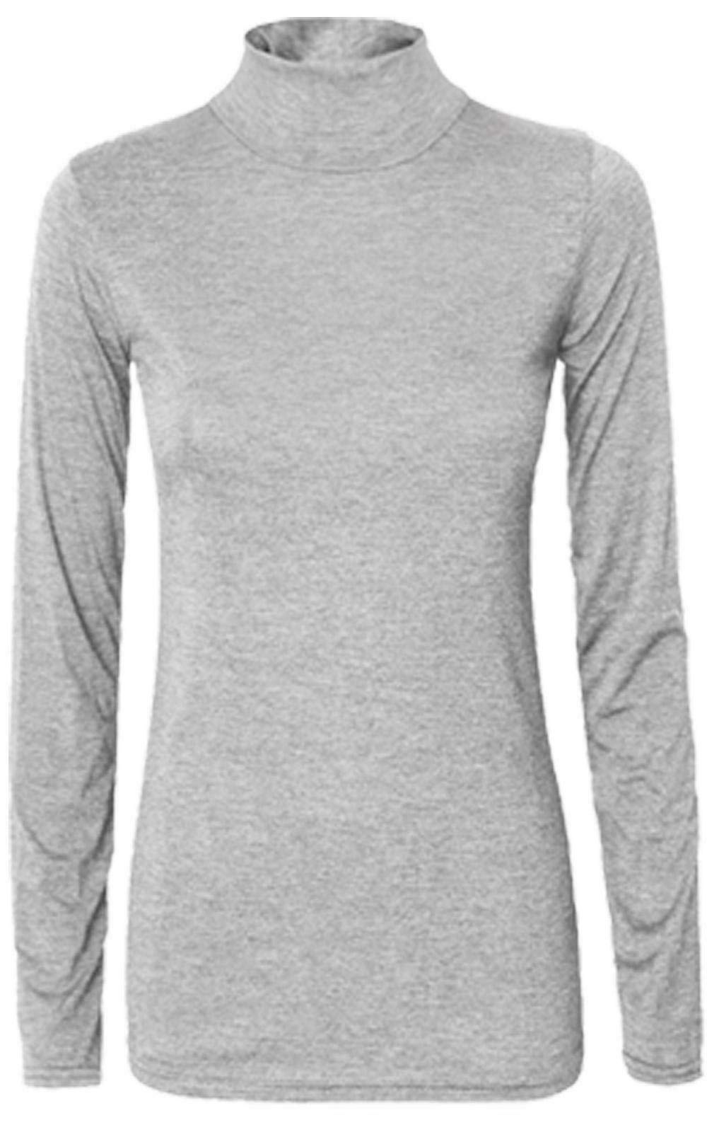 Metluq M0d4 Women's Grey Plain Polo Long Sleeve Roll Neck Turtle Jumper Top 8-26 (, Uk 24-26 Xxxl)