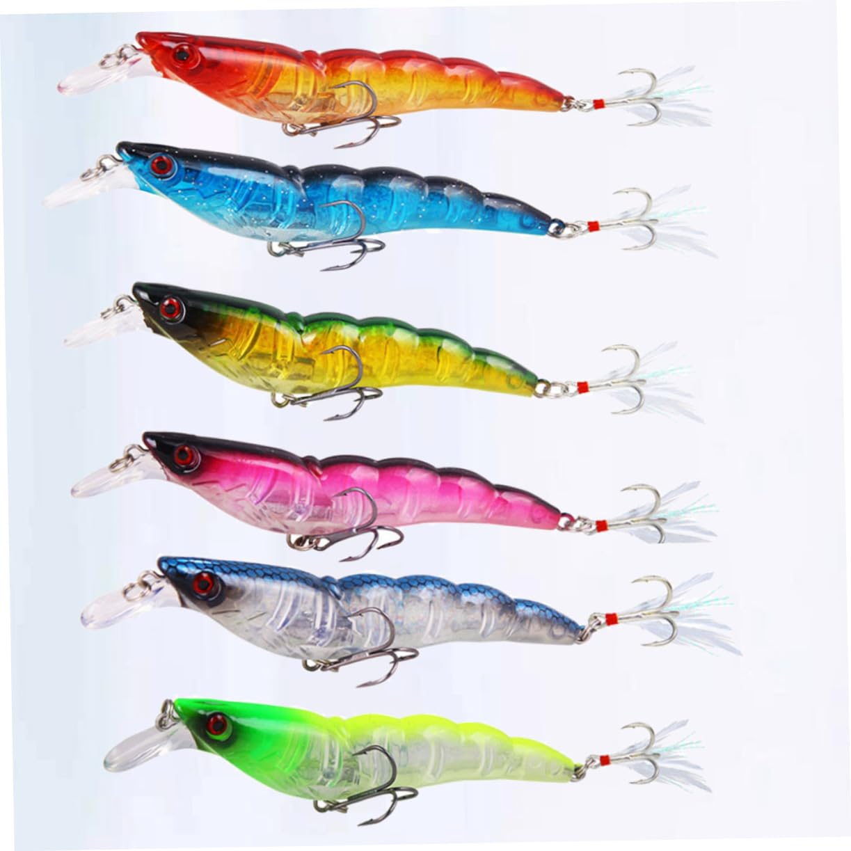 BESPORTBLE 18pezzi Esca Di Pesca Simulata Accessori Per Pesca Realistici Lure Resistenti Rosso Giallo Verde Blu