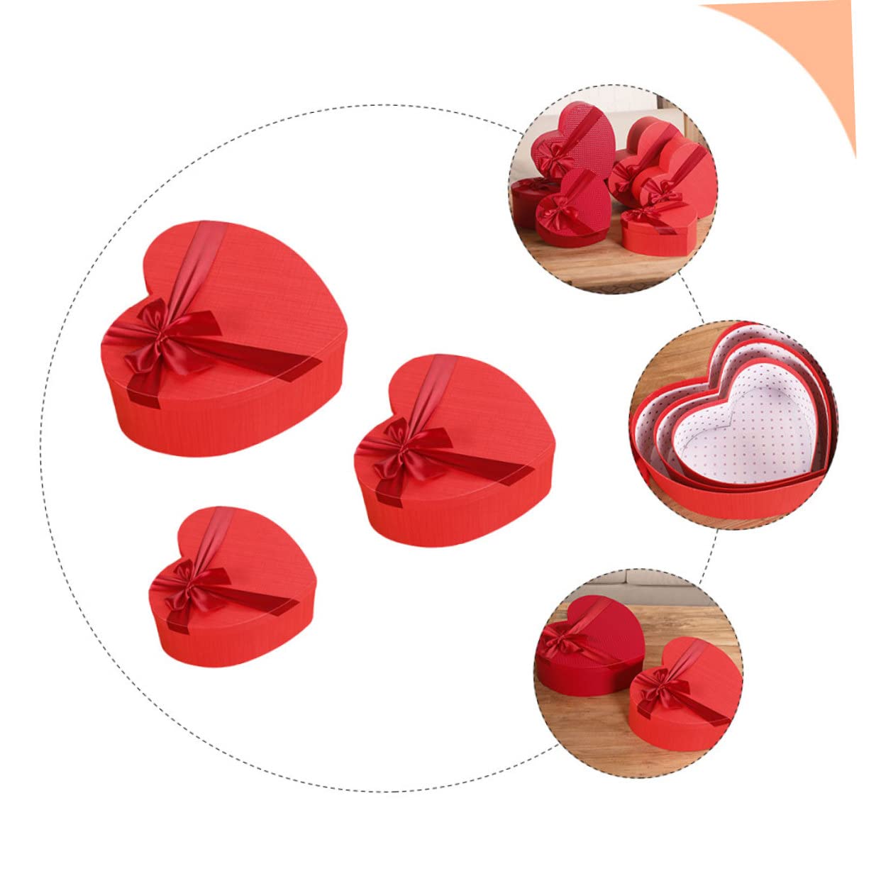 PartyKindom 3 Stück Herzförmige Geschenkboxen aus Papier Rote Verpackungsboxen mit Deckel für Weihnachten und Hochzeit