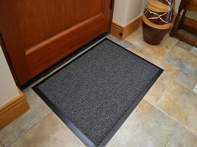 Extra Small Dark Light Grey Hardwearing Heavy Duty Black PVC Edge Pile Top Rubber Barrier Entrance Door Kitchen Utility Dust Floor Long Short Narrow Hall Hallway Runners Mats Rugs 60cm x 40cm