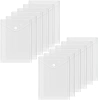 Vista 9 de Toplive Carpetas de archivo, 12 paquetes de sobres de plástico transparente A5, tamaño carta, impermeables, sobres de polietileno con cierre a