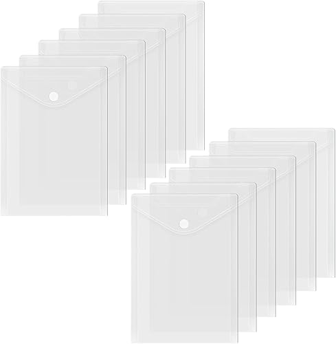 Miniatura 9 de Toplive Carpetas de archivo, 12 paquetes de sobres de plástico transparente A5, tamaño carta, impermeables, sobres de polietileno con cierre a