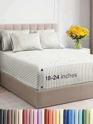 Extra Deep Queen Sheet Set - 6 Piece Breathable and Cooling Sheets - Hotel Luxury Bed Sheets Set - Easy & Secure Fit - Soft, Wrinkle Free and Comfy Sheets Set - Grey Sheet Set with Extra Deep Pockets