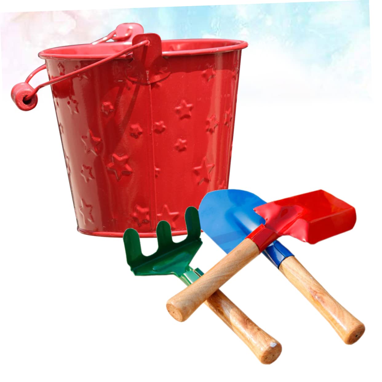 Kisangel Gardening Tool Set for Kids 3 Piece Set Shovel Rake Flowering Tool Ergonomic Design Red Blue Green Random Color