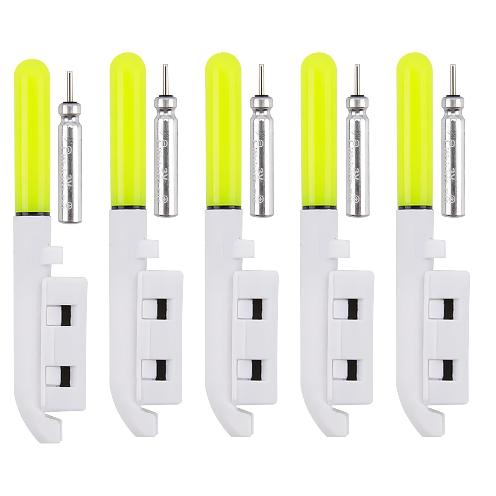 5 Pcs Fishing Rod Tip Lights, Fishing Bite Alarm Rod Tip Lights, Portable LED Sea Fish Bite Alarm Bell Glow Sticks-Green Luminous for Night Fish Tackle Accessories-with Battery