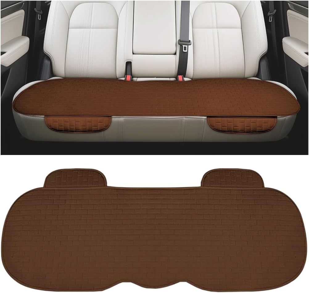 Car Back Seat Cover, Anti-Slip Long Comfortable Vehicle Rear Chair Protectors with Storage Pocket, Breathable Automotive Back Bench Cushion Pad, Universal for SUV Sedan Truck (Black)