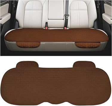 Car Back Seat Cover, Anti-Slip Long Comfortable Vehicle Rear Chair Protectors with Storage Pocket, Breathable Automotive Back Bench Cushion Pad, Universal for SUV Sedan Truck Brown