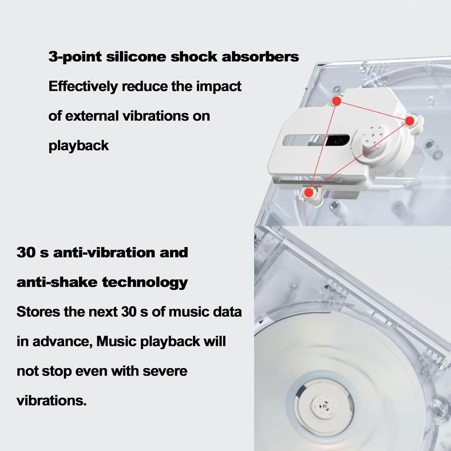 Lettore CD 3 in 1 con altoparlante Bluetooth staccabile, design portatile e ricaricabile, uscita stereo da 3,5 mm per la casa o l'ufficio