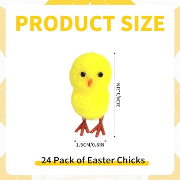Easter Chicks – 24 Pack of Yellow Fluffy Chicks for Easter Egg Hunt, Easter Bonnet Crafts & Festive Easter Decorations, Perfect Easter Gifts for Classroom Activities, Party Favors