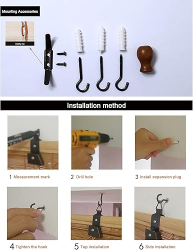 Miniatura 8 de Partition Privacidad Marrón Bambú Roll Up Window Shade, Balcón Louver Ventilación Luz Filtrado Romano Roller Shades, (Tipo de Hoja), Para