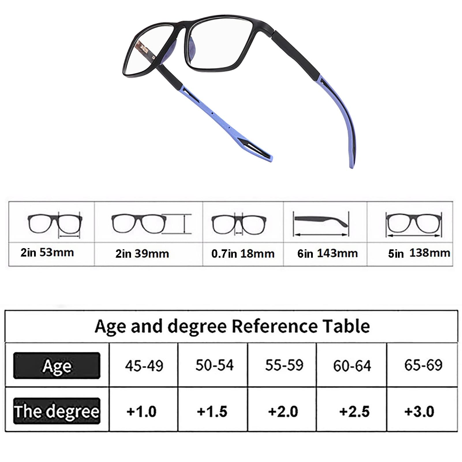 BAFAFA Fotochromowe okulary do czytania unisex, ultralekkie okulary przeciwsłoneczne TR/UV400, anty-niebieskie sportowe soczewki z żywicy asferycznej na zewnątrz