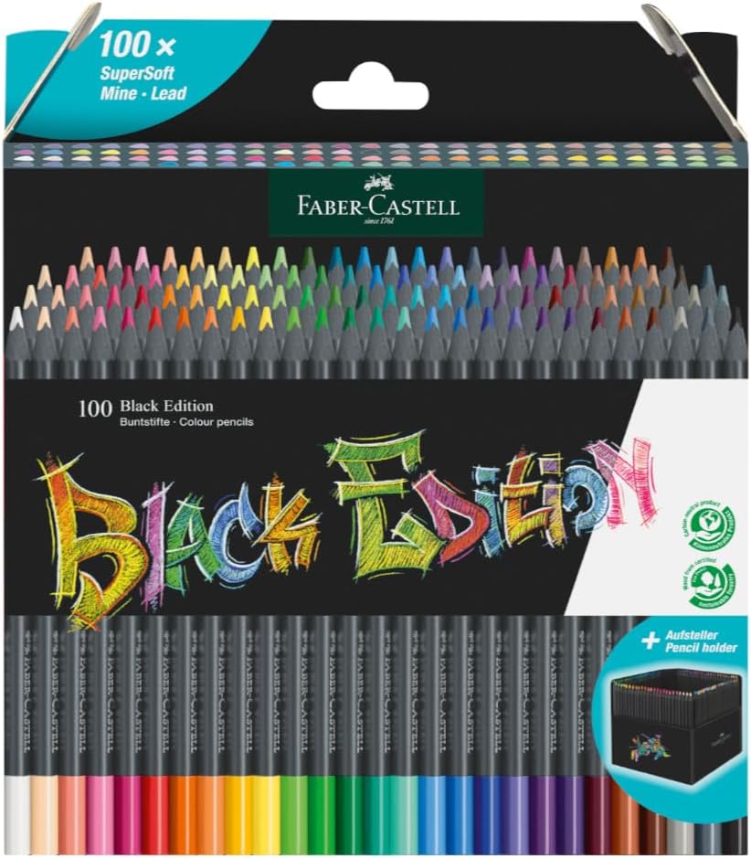 Black Edition Colour Pencils, Cardboard Wallet of 100
