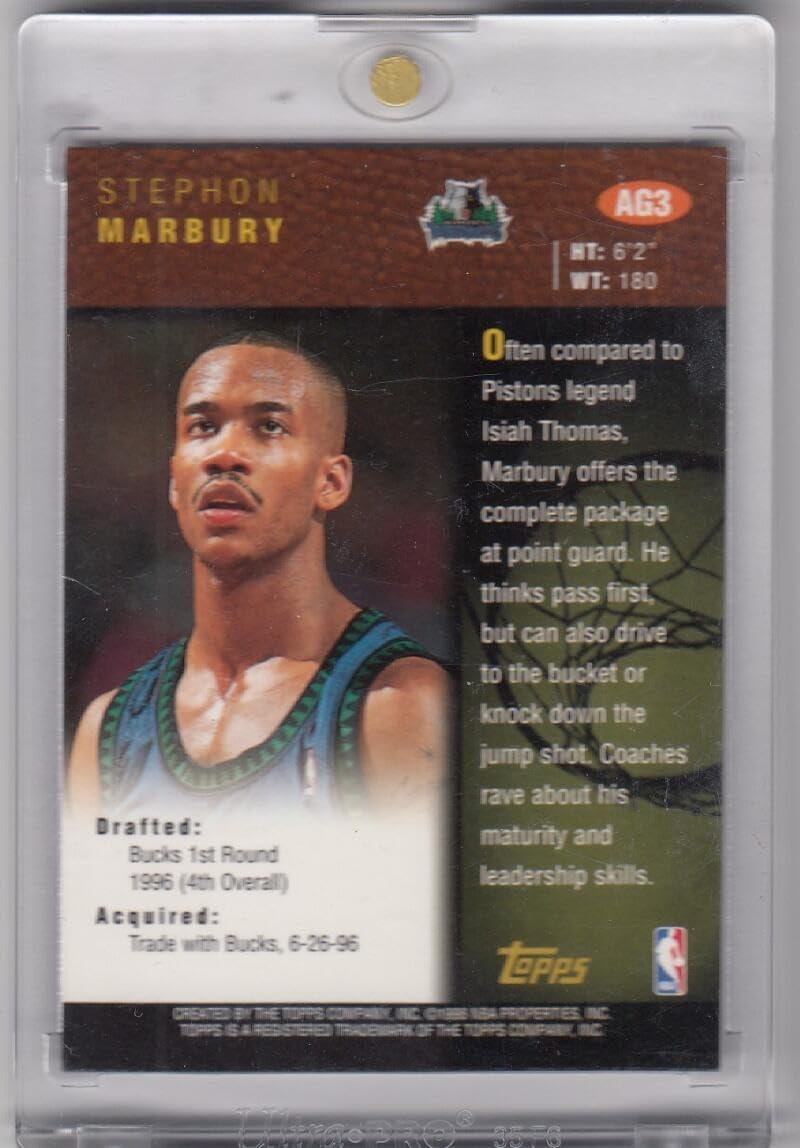 Basketball Trading Card 1998-99 Topps Autographs #AG3 Stephon Marbury EX++ Excellent++ Auto Timberwolves