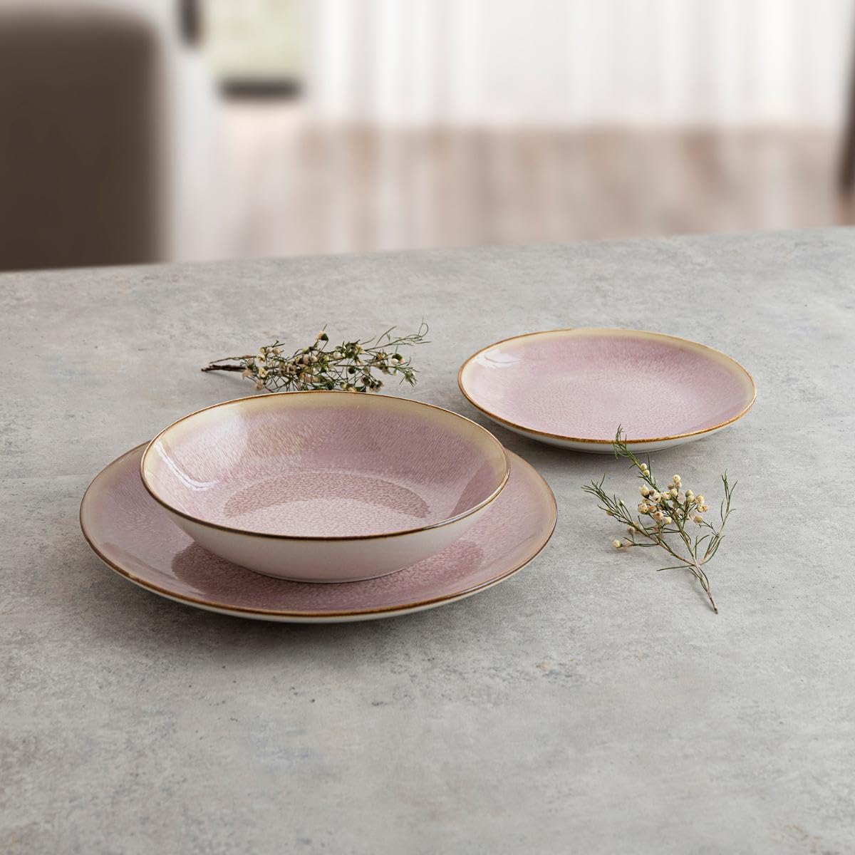 Bidasoa Lanai Vajilla Porcelana 12 Piezas - 4 Personas Porcelana Apto Microondas Apilable