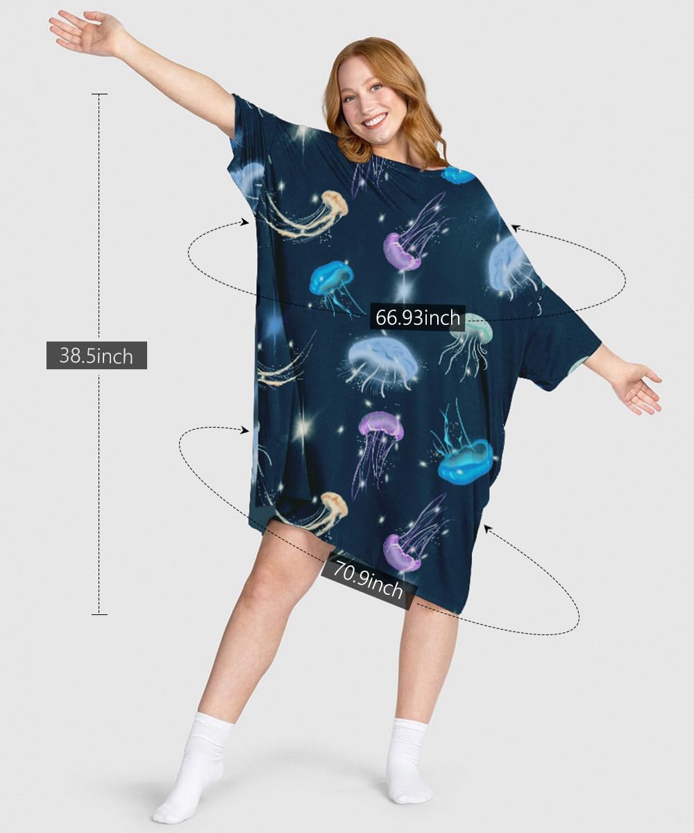 Narecte Nightgowns for Women with Pockets Plus Size Night Gowns Oversized Sleepwear Short Sleeves Sleep Shirts Fit S-5XL - Image 4