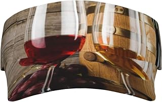 XIXIAN Art Red Wine Galsses & Grapes Printed Adult Sunscreen Visor Cap Lightweight and Breathable Adult Sun Visor Empty top hat Versatile Outdoor hat
