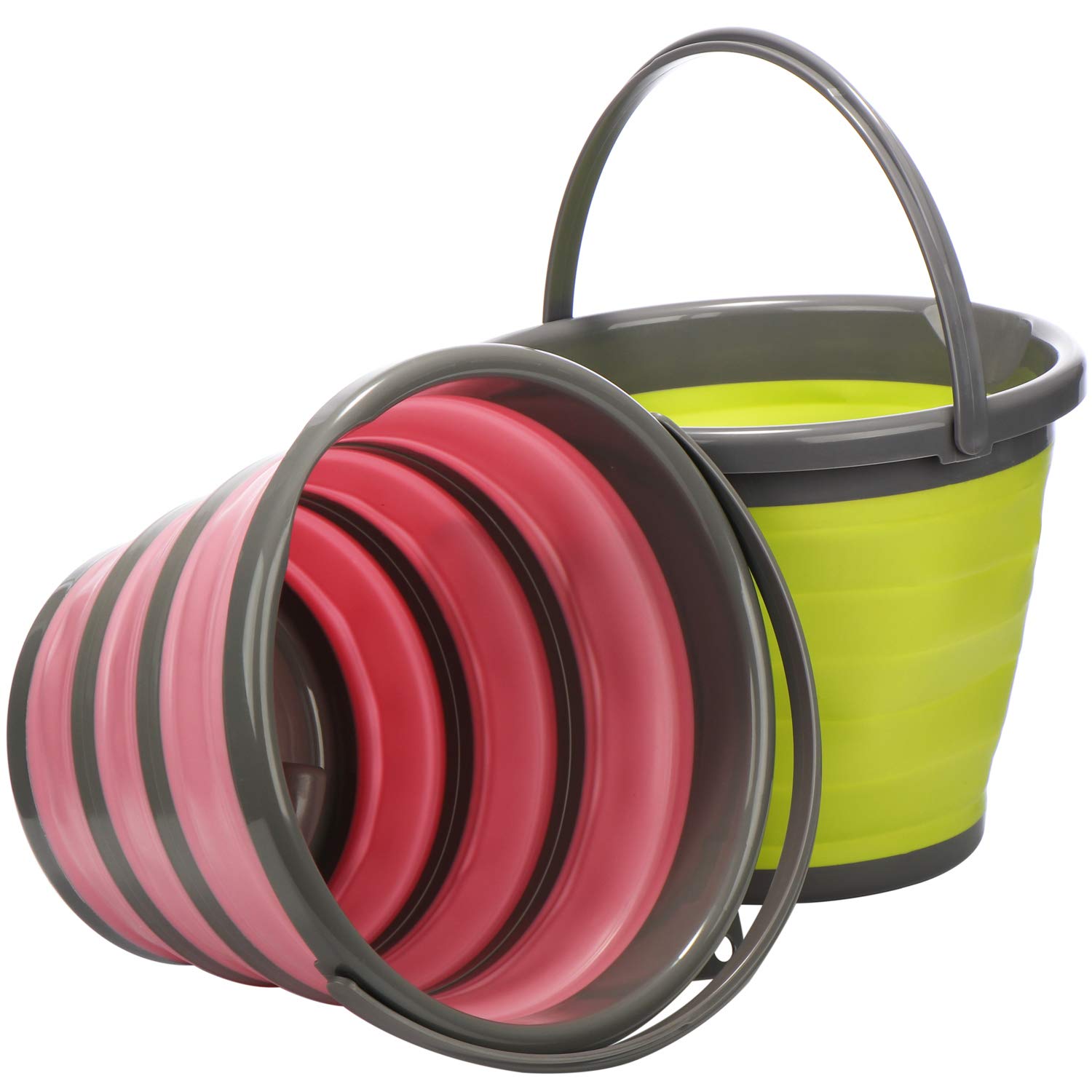Dirt Devil inklapbare emmer - 2x - rood/grijs - 10 liter - opvouwbaar