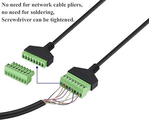 Vista 33 de zdyCGTime Cable conector de terminal de tornillo RJ45 RJ45 hembra a 8 pines sin soldadura, conector de red RJ45/8P 8C Cable Ethernet para AV CCTV