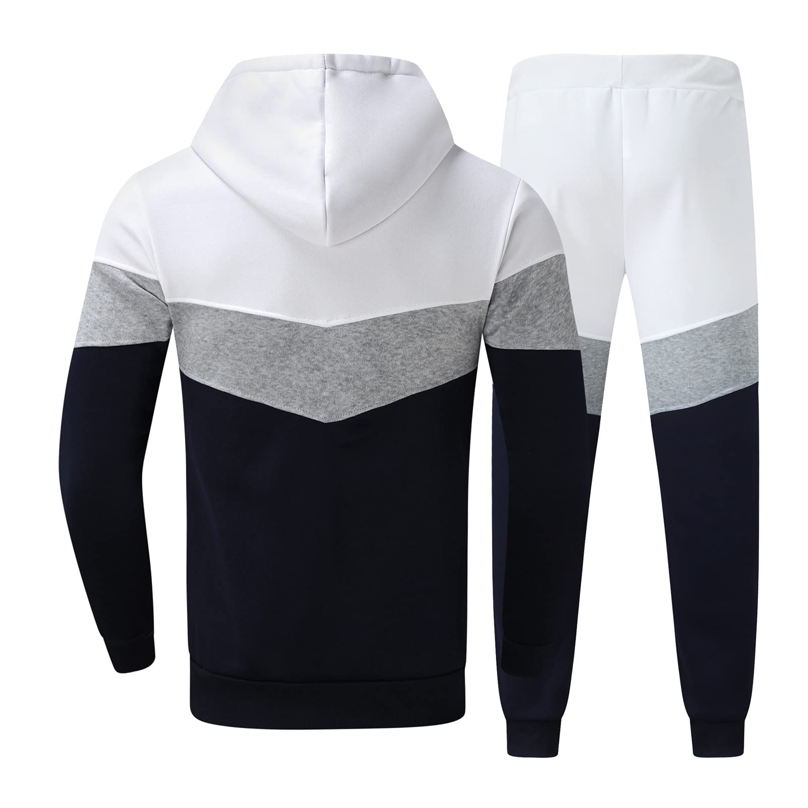 Tuta 2 Pezzi Da Uomo Stile Cntraste Sportivo Jogging | Set da uomo sportivo con cappuccio e pantaloni da jogging con cappuccio e felpe per il tempo libero in vita elastica