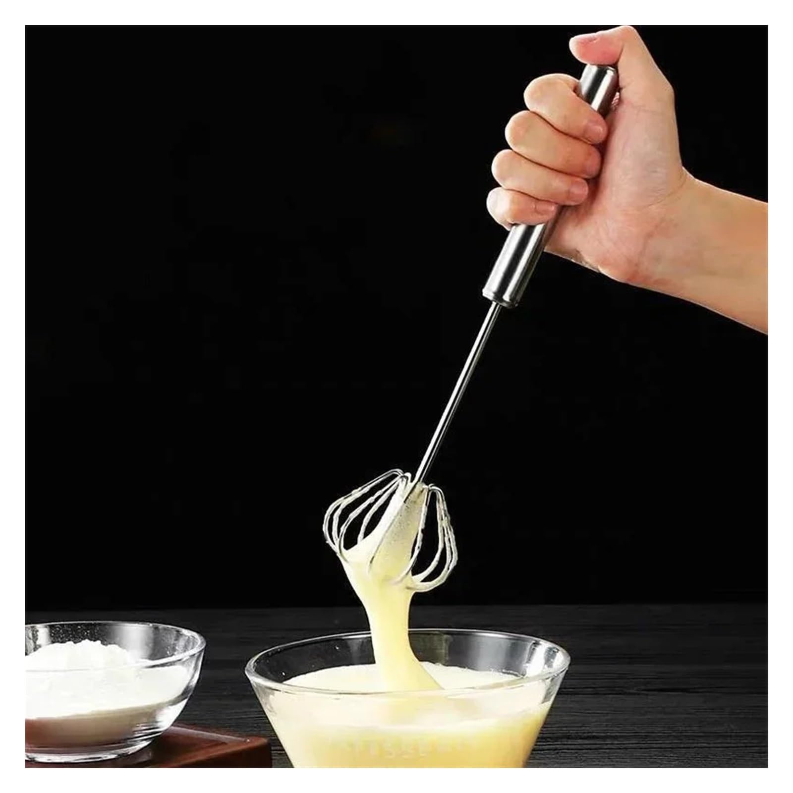 Batidor De Huevos SemiautomáTico Batidor semiautomático de acero inoxidable de 3 piezas