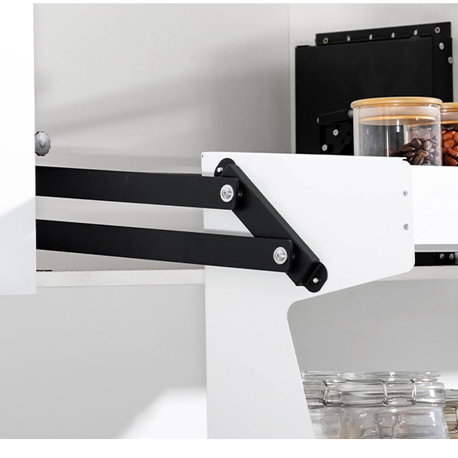 Estante desplegable para armarios de cocina, solución de almacenamiento blanca ajustable (222 x 250 x 452 mm), maximiza el espacio y la accesibilidad