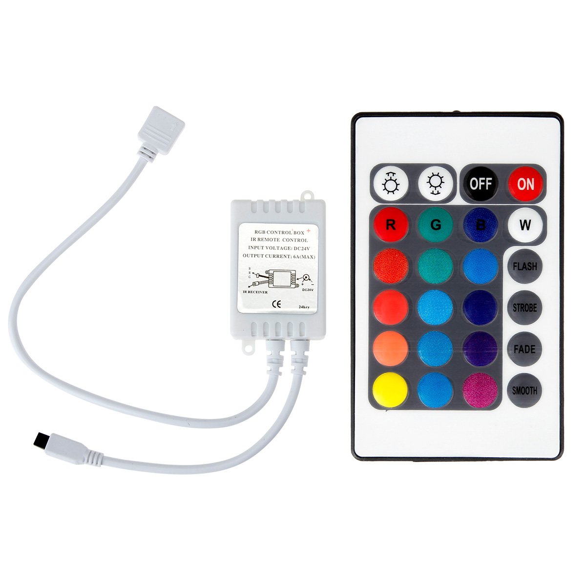 Controller LED RGB 24 Tasti 5-24V Telecomando IR | Batteria Ricaricabile Effetti Luci