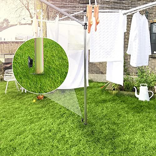 Washing Line Spike, Heavy Duty Ground Metal Spike for Rotary Washing Line with Plastic Adapter (32mm and 40mm)(A)